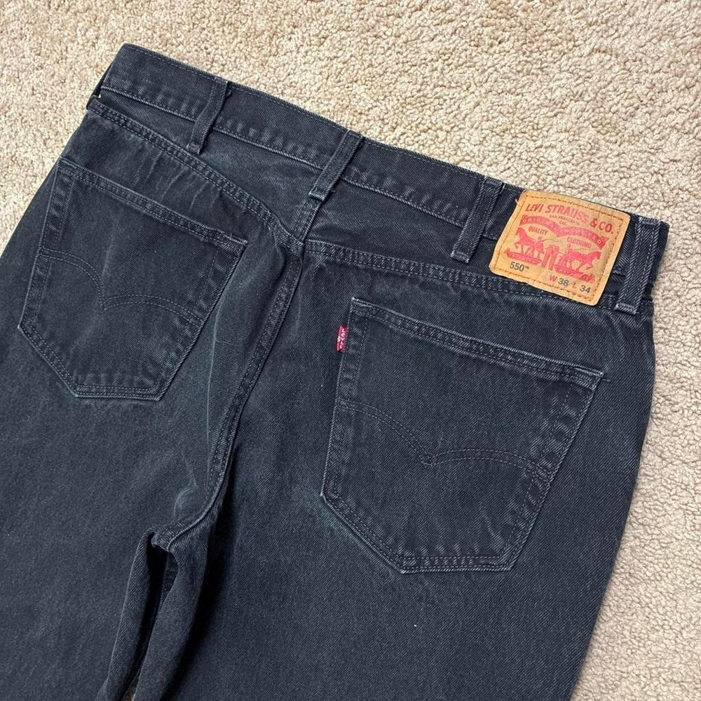 Levi's 550 Relaxed Fit Baggy Black Jeans Size 38x34 Grunge Skater Western Y2K